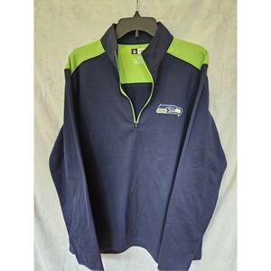 Size L. Seahawks 1/4 Zip Sweatshirt NFL Apparel. Vibrant Colors.  Mascot. EUC